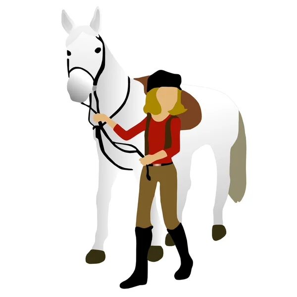 Jezdkyně lesklé a krásné koně — Stockový vektor
