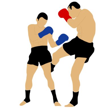 İki boksör düşük tekme ile mücadele