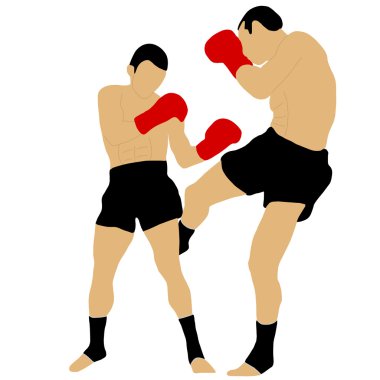 İki boksör düşük tekme ile mücadele