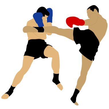 İki boksör yüksek tekme ile mücadele