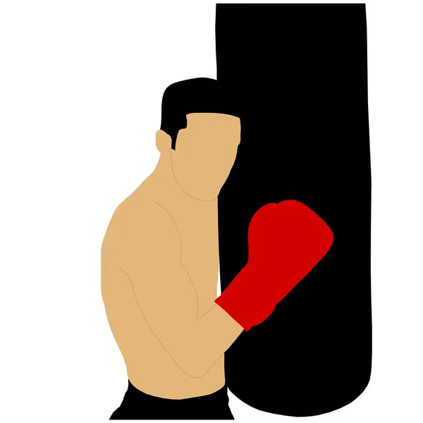 Boxer davanti a un sacco da boxe — Vettoriale Stock