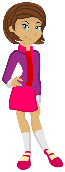 A teenage girl with beautiful clothes posing — Stock Vector