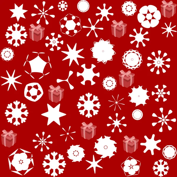 Pattern for wrapping paper and filled with stars and snow — Stock Vector