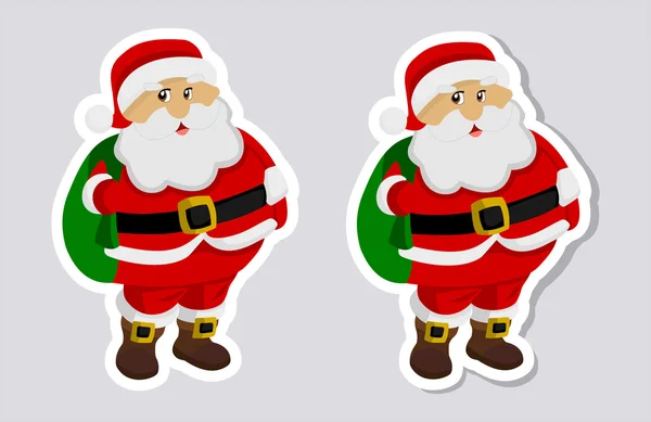 A sticker santa claus with and without shadow — Stock Vector