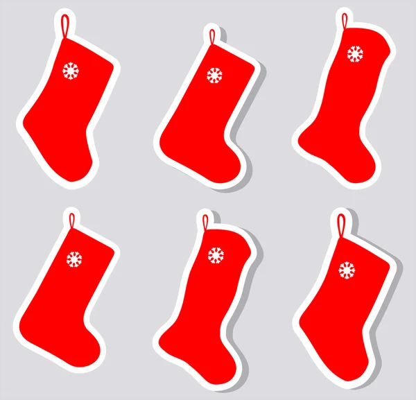 A sticker christmas sock with and without shadow — Stock Vector