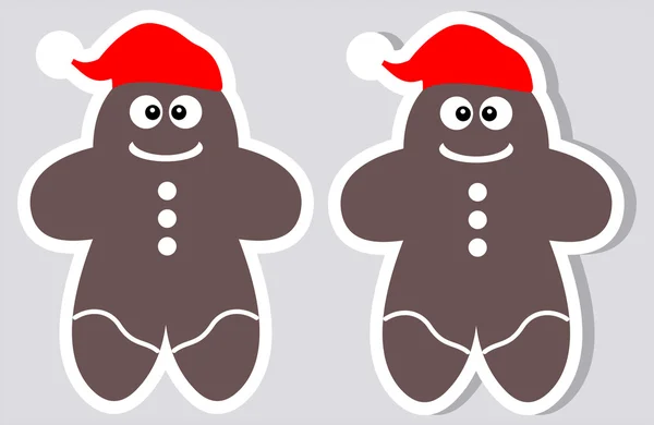 A sticker happy gingerbread with and without shadow — Stock Vector
