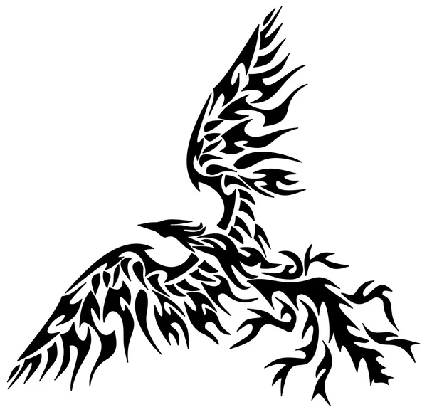 Black Tribal Flying Phoenix Tattoo Stencil By Tania