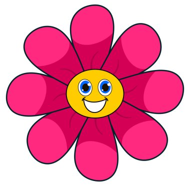 Pembe çiçek gülümseyen