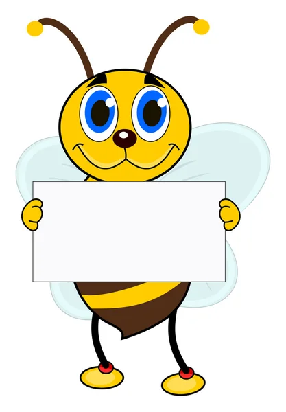 One bee with placard — Stock Vector