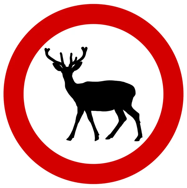 Een hert in een verkeersbord — Stockvector