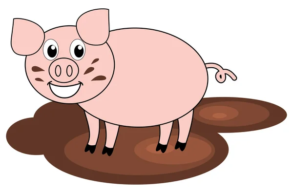 Un cochon dans la boue — Image vectorielle