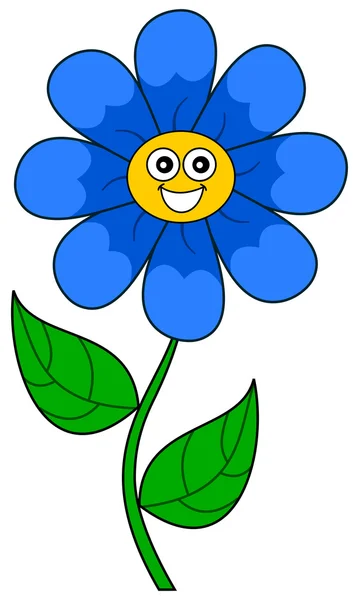 A smiling blue flower — Stock Vector