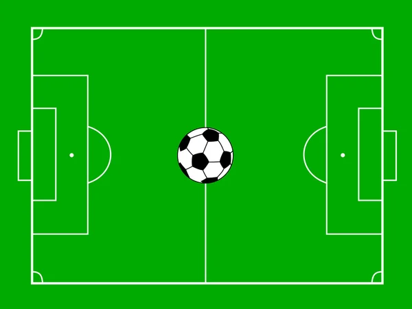 Campo de fútbol con pelota — Vector de stock