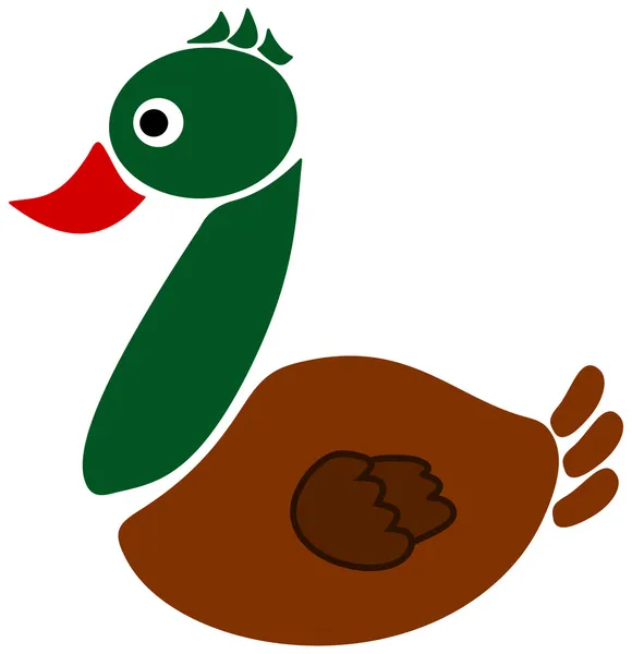 Pato en el icono — Vector de stock