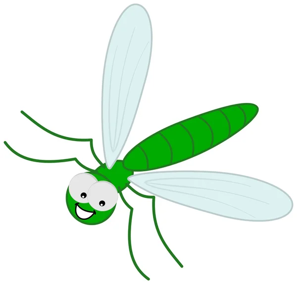 Green dragonfly in flight — Stock Vector