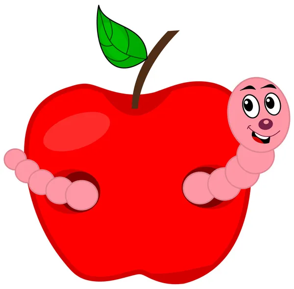 A worm eating an apple — Stock Vector