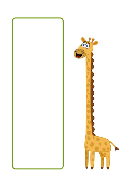 Beautiful Cute Smiling Giraffe Profile Advertising Panel White Background — Stock Vector