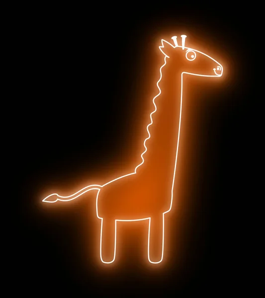 Brun Giraff Svart Bakgrund Med Brun Ljuseffekt Såsom Natten Neon — Stockfoto