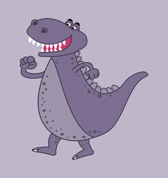 Dinosaure Souriant Crocodile Violet Avec Des Dents Pointues Sur Profil — Image vectorielle