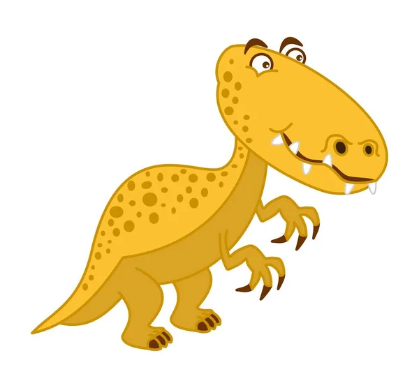 Жовтий Динозавр Плямами Великими Кігтями Гострими Зубами — стоковий вектор