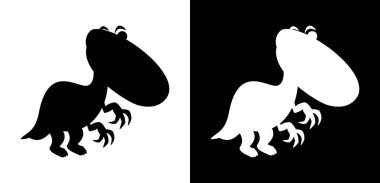 Büyük pençeli, siyah beyaz gölgeli etobur dinozor.