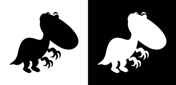 Carnivorous Dinosaur Big Claws Shadow Black White — стоковый вектор