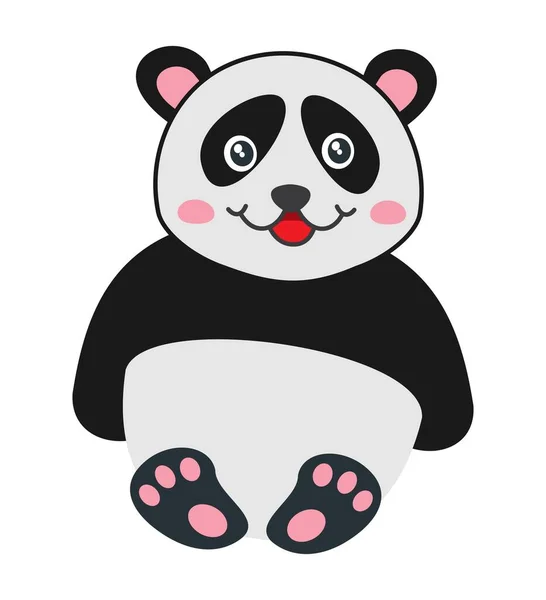 Söt Ung Panda Sitter Med Ett Leende Vit Bakgrund — Stock vektor