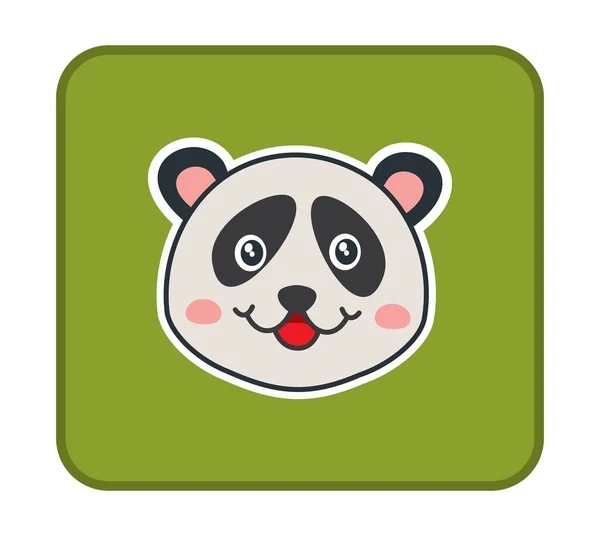 Söt Och Symbolisk Ung Leende Panda Grön Rektangulär Panel — Stock vektor
