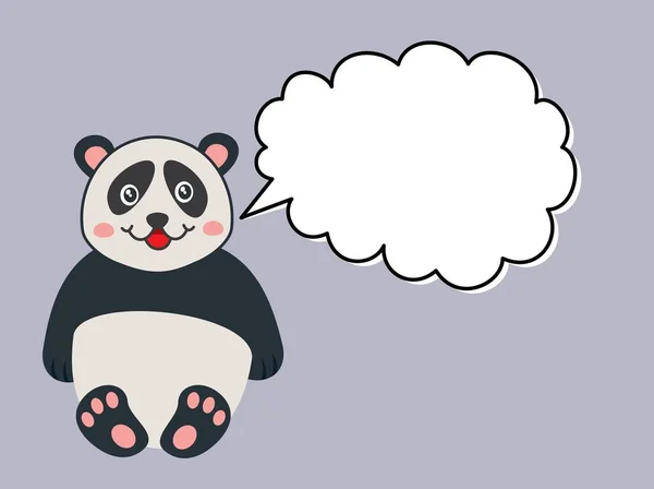 Şirin Genç Panda Renkli Arka Planda Konuşmak Için Gülümsüyor — Stok Vektör