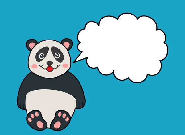Şirin Genç Panda Renkli Arka Planda Konuşmak Için Gülümsüyor — Stok Vektör