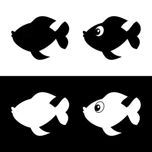 Cienie Ryb Pływających Ich Otoczeniu Czarno Białym Tle — Wektor stockowy