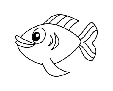 Çevresinde yüzen sevimli siyah beyaz renkli bir balık.