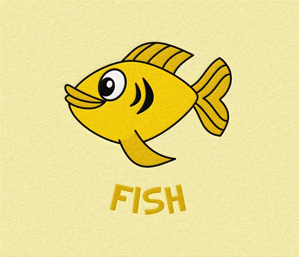 Peixe Amarelo Bonito Nadando Seu Ambiente Com Textura Amarela Ilustração — Fotografia de Stock