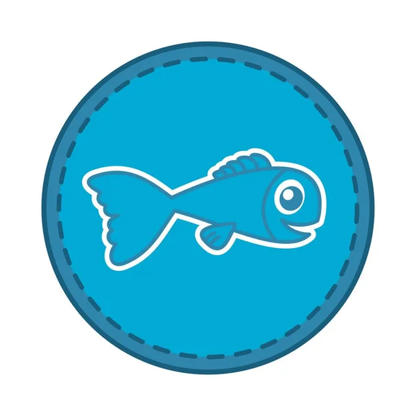 Odznaki Dekoracyjne Słodkich Ryb Pływających Ich Otoczeniu Granicą — Wektor stockowy
