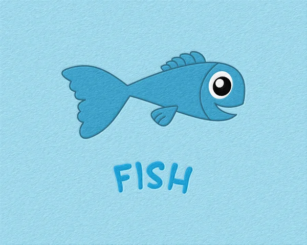 Симпатичная Синяя Рыба Плавающая Своей Среде Голубой Текстурой Иллюстрация — стоковое фото