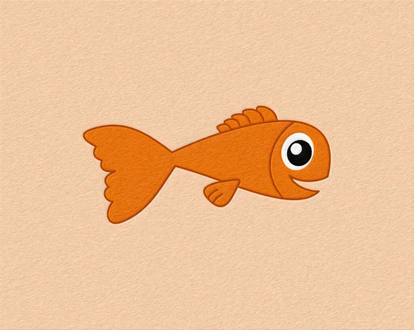 オレンジの食感が広がる環境で泳ぐ可愛いオレンジ色の魚 イラスト — ストック写真