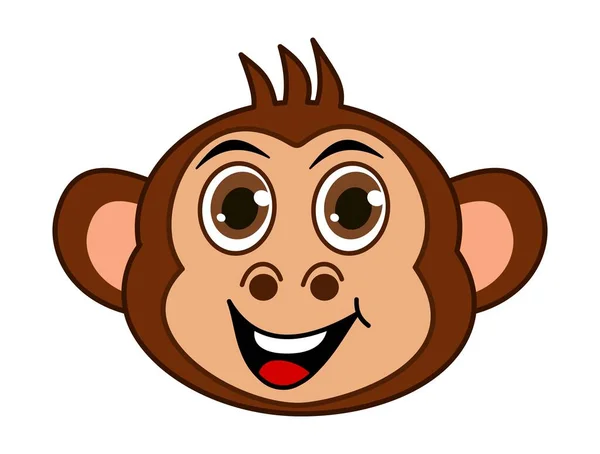 Retrato Macaco Marrom Adulto Sorridente Com Olhos Castanhos — Vetor de Stock