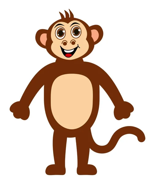 Mutlu Gülümseyen Kahverengi Maymun Beyaz Arka Planda Kahverengi Gözlü — Stok Vektör