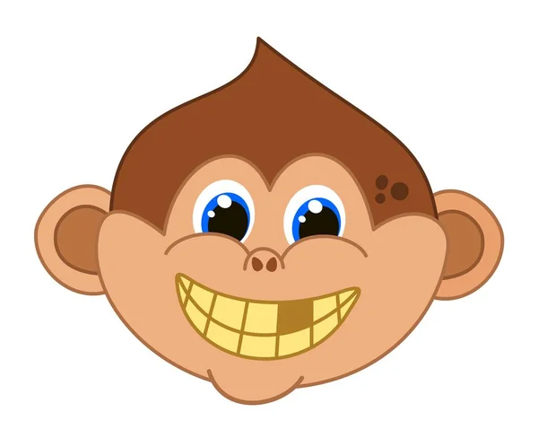 若いです猿とともに腐った歯非常に面白いと笑顔で青い目 — ストックベクタ