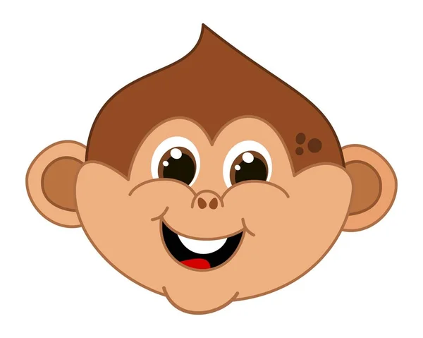 Kahverengi Gözlü Gülümseyen Genç Bir Maymunun Bebek Yüzü — Stok Vektör