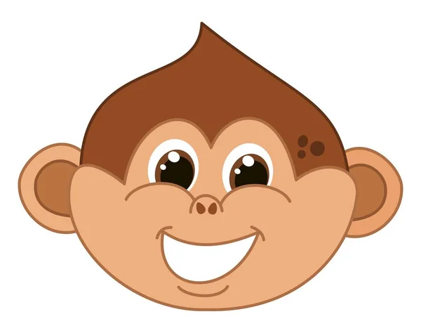 茶色の目で微笑む若い猿の幼児の顔 — ストックベクタ