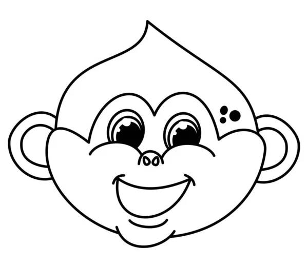 黒い目の若い笑顔の猿の幼児の顔 — ストックベクタ