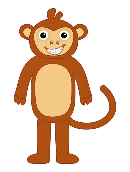 Young Child Disguised Smiling Monkey Black Eyes — Vector de stock