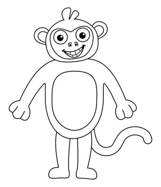 Young Child Dressed Smiling Monkey Costume Black White Coloured — Wektor stockowy