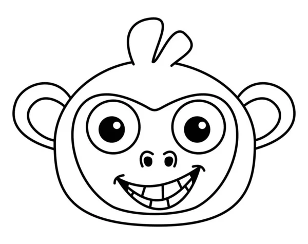 Face Young Child Smiling Monkey Costume Black White Coloured —  Vetores de Stock