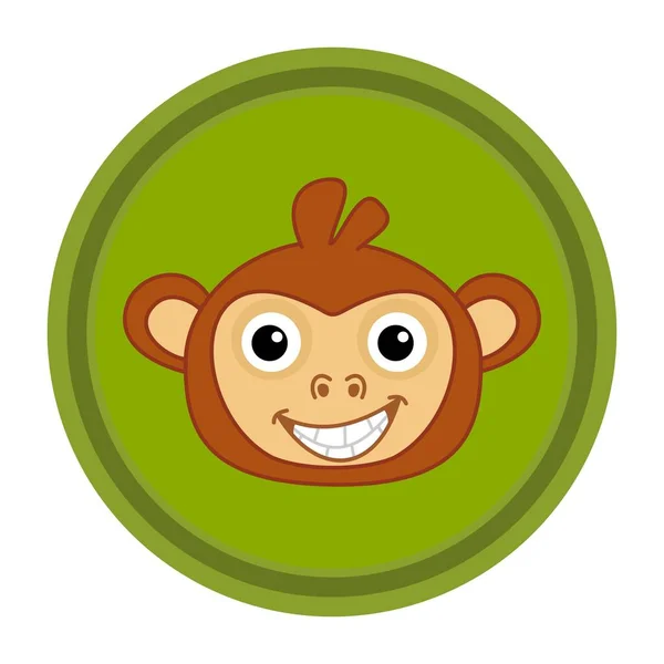 猿の衣装に身を包んだ幼い子供の顔は 丸いアイコンの黒い目で非常に笑顔 — ストックベクタ