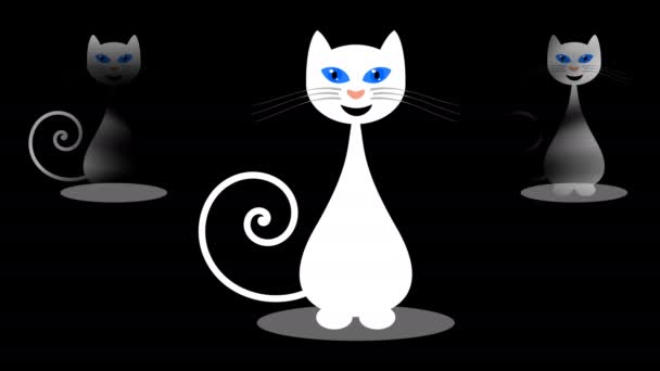 Een Zittende Kat Andere Katten Met Zwarte Groene Achtergrond Animatie — Stockvideo