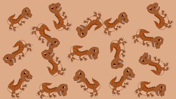 Several Brown Dinosaurs Random Movements Brown Green Background Animation — Stock Video
