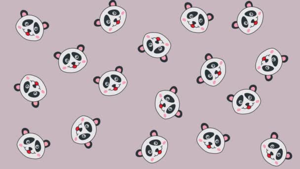 Several Pandas Random Movements Pink Green Background Animation — Stockvideo