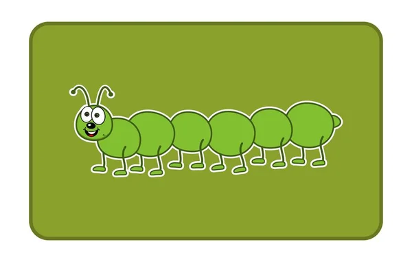 Smiling Green Caterpillar Green Icon Rounded Edges White Background Vector — Archivo Imágenes Vectoriales